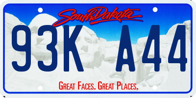 SD license plate 93KA44