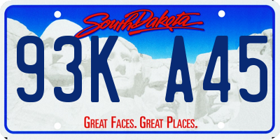 SD license plate 93KA45