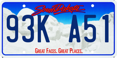 SD license plate 93KA51