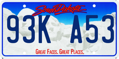SD license plate 93KA53
