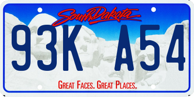 SD license plate 93KA54