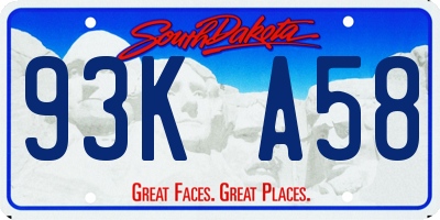 SD license plate 93KA58