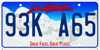 SD license plate 93KA65