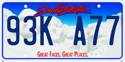 SD license plate 93KA77