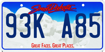 SD license plate 93KA85