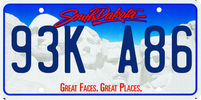 SD license plate 93KA86