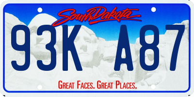SD license plate 93KA87