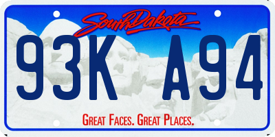 SD license plate 93KA94