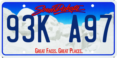 SD license plate 93KA97