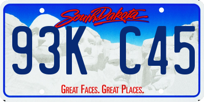 SD license plate 93KC45