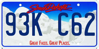 SD license plate 93KC62