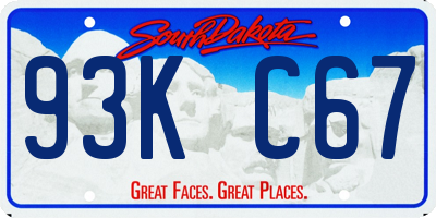 SD license plate 93KC67