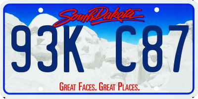 SD license plate 93KC87