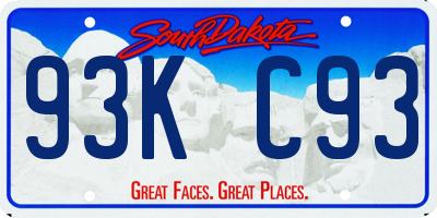 SD license plate 93KC93