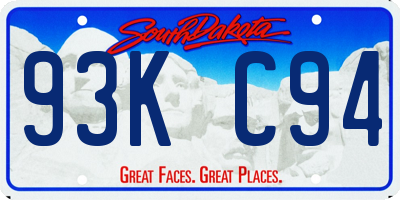 SD license plate 93KC94