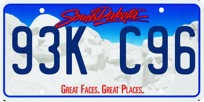 SD license plate 93KC96