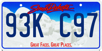 SD license plate 93KC97