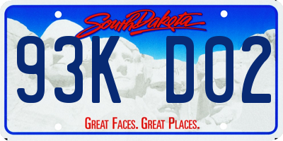 SD license plate 93KD02