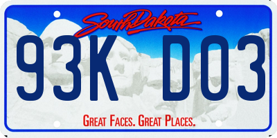 SD license plate 93KD03
