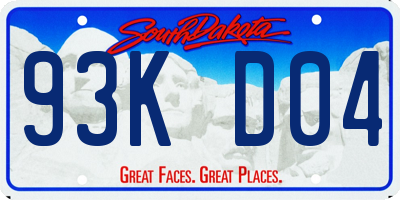 SD license plate 93KD04