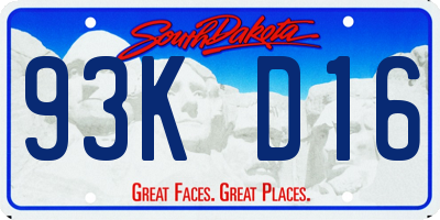SD license plate 93KD16
