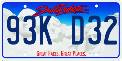 SD license plate 93KD32