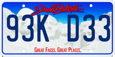 SD license plate 93KD33