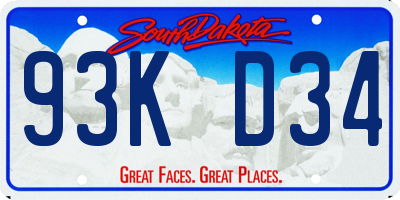 SD license plate 93KD34