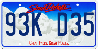 SD license plate 93KD35