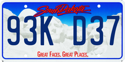 SD license plate 93KD37