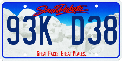 SD license plate 93KD38