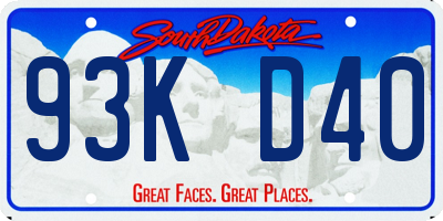 SD license plate 93KD40