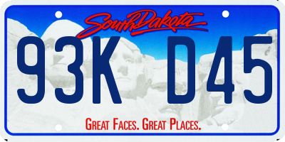 SD license plate 93KD45