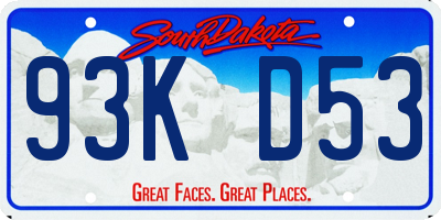 SD license plate 93KD53