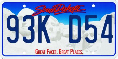 SD license plate 93KD54