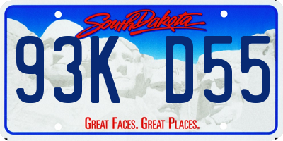 SD license plate 93KD55