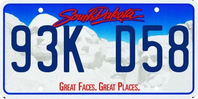 SD license plate 93KD58