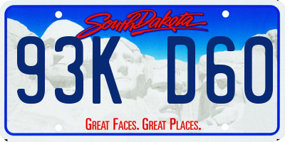 SD license plate 93KD60