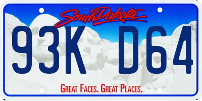 SD license plate 93KD64