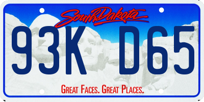 SD license plate 93KD65