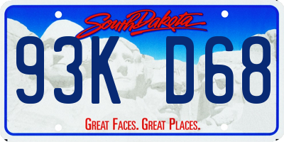 SD license plate 93KD68