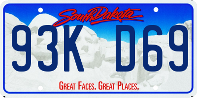 SD license plate 93KD69