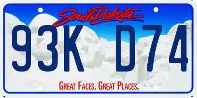 SD license plate 93KD74