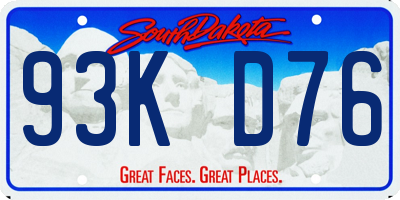 SD license plate 93KD76