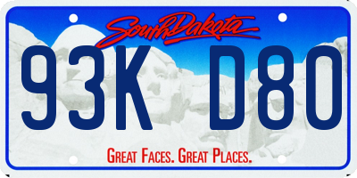 SD license plate 93KD80