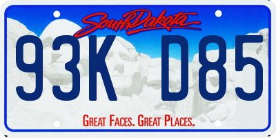 SD license plate 93KD85