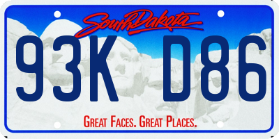 SD license plate 93KD86