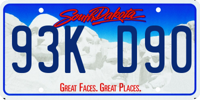 SD license plate 93KD90