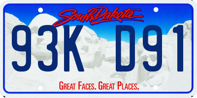 SD license plate 93KD91