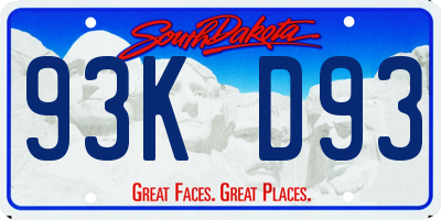 SD license plate 93KD93